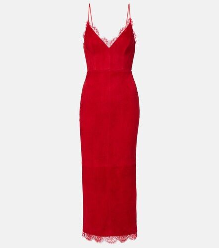 Robe midi en daim et dentelle - Alex Perry - Modalova