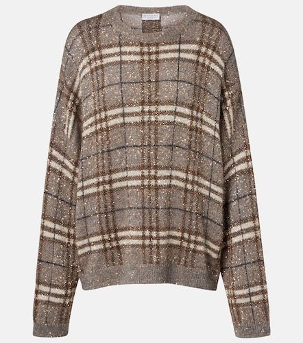 Pull à motif tartan et sequins - Brunello Cucinelli - Modalova