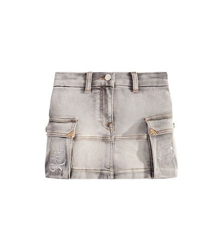 Mini-jupe cargo Mini Gonna en denim à ornements - Monnalisa - Modalova
