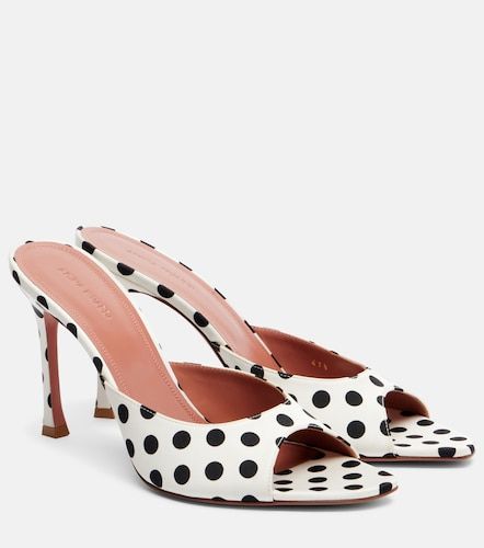Mules Alexa en satin à pois - Amina Muaddi - Modalova
