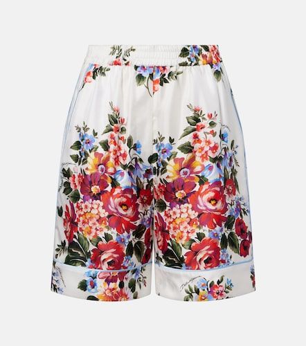 Bermuda en sergé de soie à fleurs - Dolce&Gabbana - Modalova