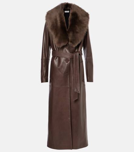 Trench-coat Dakota en cuir et shearling - Nour Hammour - Modalova