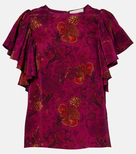 Top Lena en crêpe de soie à fleurs - Ulla Johnson - Modalova