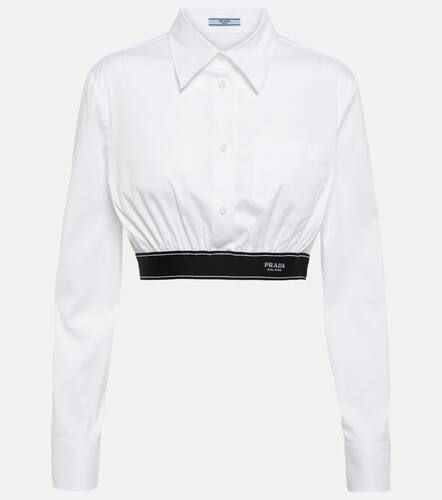 Chemise raccourcie en coton mélangé à logo - Prada - Modalova