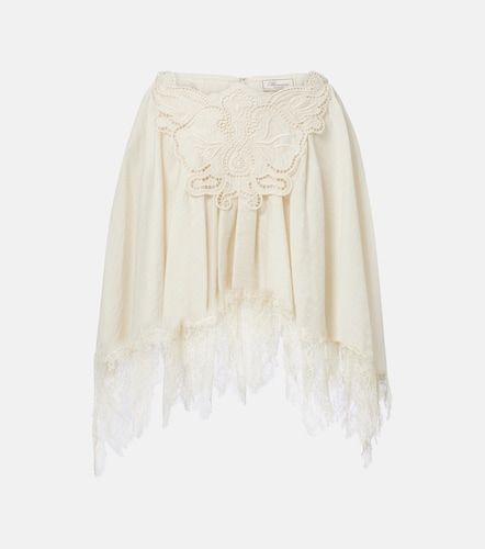 Mini-jupe brodée à finitions en dentelle - Blumarine - Modalova