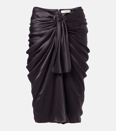 Chloé Jupe midi en satin de soie froncée - Chloe - Modalova