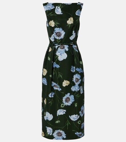 Robe midi en coton mélangé à fleurs - Erdem - Modalova