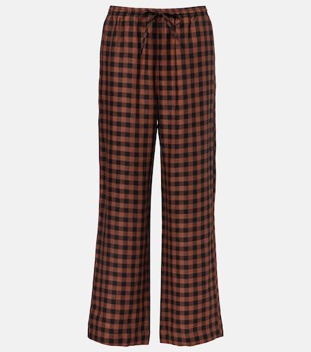 Pantalon ample en lin à carreaux - Asceno - Modalova