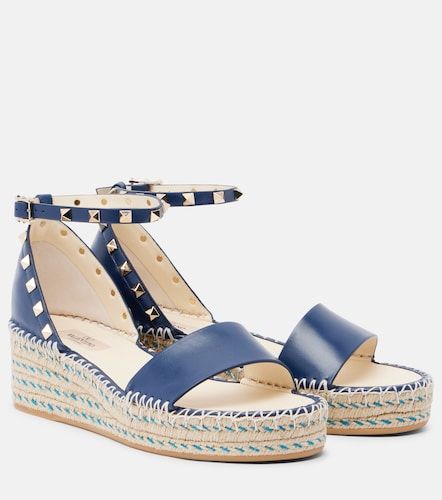 Sandales compensées Double Rockstud en cuir - Valentino Garavani - Modalova