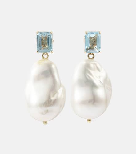 Boucles d'oreilles en or 14 ct, perles et topazes - Mateo - Modalova