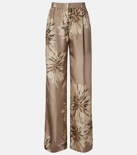 Pantalon droit en soie à fleurs - Brunello Cucinelli - Modalova