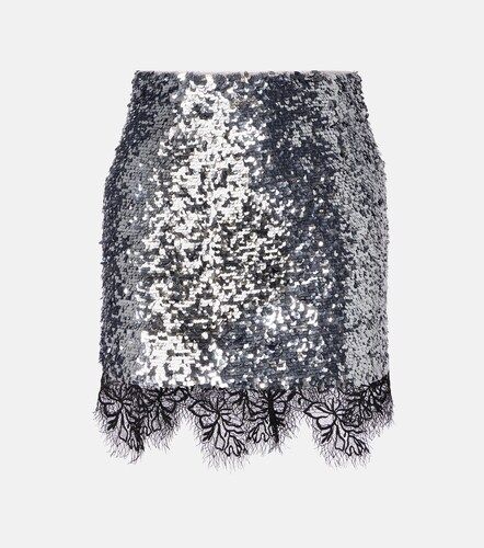 Mini-jupe à sequins et dentelle - Jacques Wei - Modalova