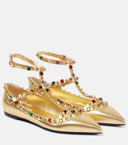 Ballerines Rockstud en cuir métallisé - Valentino Garavani - Modalova