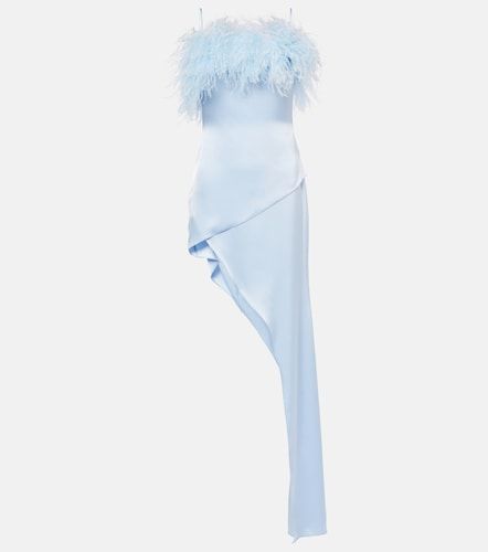 Robe asymétrique en satin à plumes - David Koma - Modalova