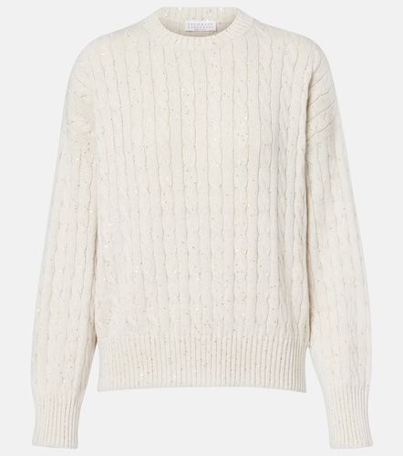 Pull en coton mélangé à sequins - Brunello Cucinelli - Modalova