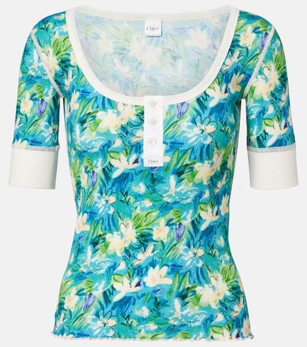 Chloé Top en coton mélangé à fleurs - Chloe - Modalova