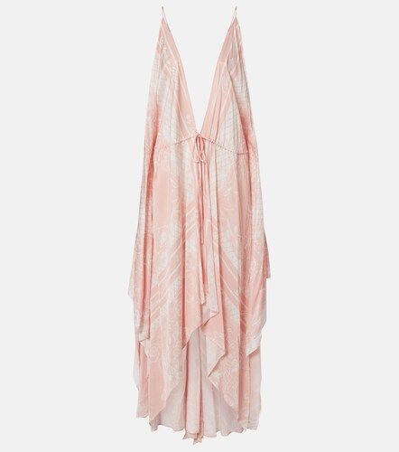 Robe longue asymétrique à imprimé - Balmain - Modalova