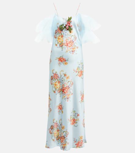 Robe midi en satin de soie à fleurs - Rodarte - Modalova