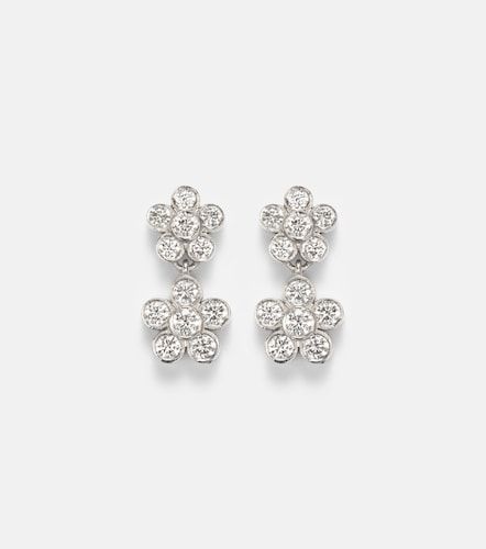 Boucles d’oreilles Blossom Daisy Duo en or blanc 18 ct et diamants - Ileana Makri - Modalova