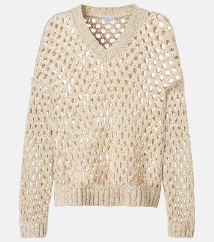 Pull en soie et lin mélangés à sequins - Brunello Cucinelli - Modalova