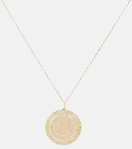 Collier Happy Face en or jaune 14 ct et diamants - Sydney Evan - Modalova