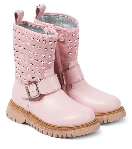 Bottes en daim et cuir à ornements - Monnalisa - Modalova