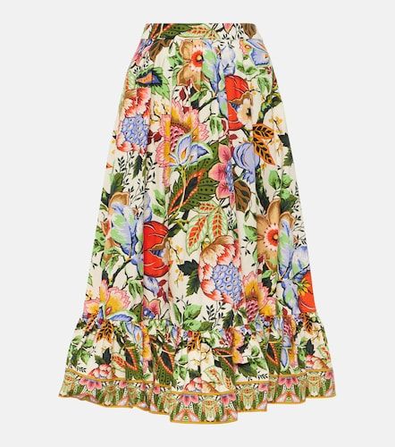 Jupe midi taille haute en coton à imprimé floral - Etro - Modalova