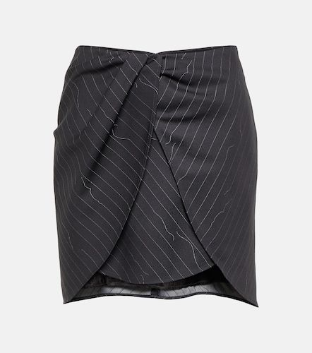 Mini-jupe asymétrique en laine mélangée à rayures tennis - Off-White - Modalova