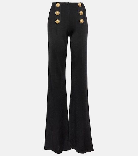 Pantalon évasé à taille haute - Balmain - Modalova