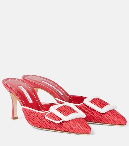Mules Maysale 70 en raphia et cuir - Manolo Blahnik - Modalova