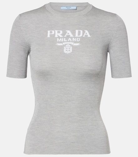 Prada T-shirt en soie à logo - Prada - Modalova