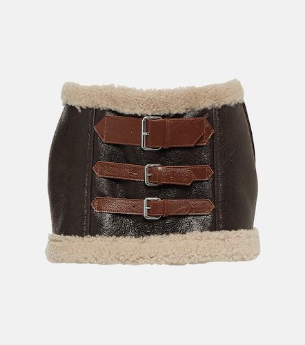 Mini-jupe en cuir et shearling - Blumarine - Modalova