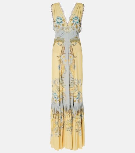 Robe longue en soie à motif floral - Etro - Modalova