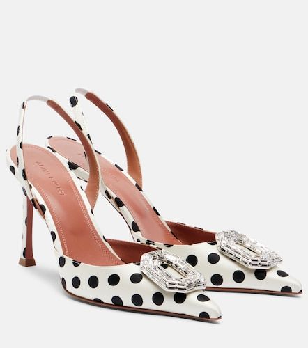 Escarpins slingback Camelia en satin à pois - Amina Muaddi - Modalova