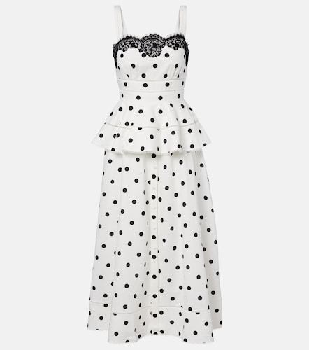 Robe midi en lin et coton à pois - Self-Portrait - Modalova