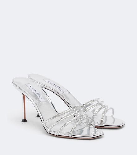 Mules Sensation en cuir métallisé à cristaux - Aquazzura - Modalova