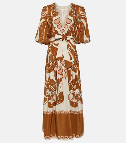 Robe longue imprimée en soie - Adriana Degreas - Modalova