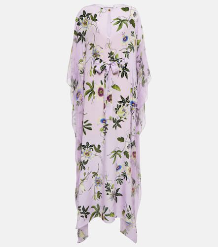 Robe longue en soie à fleurs - Oscar de la Renta - Modalova