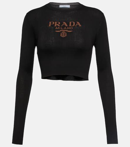 Prada Top raccourci en soie à logo - Prada - Modalova