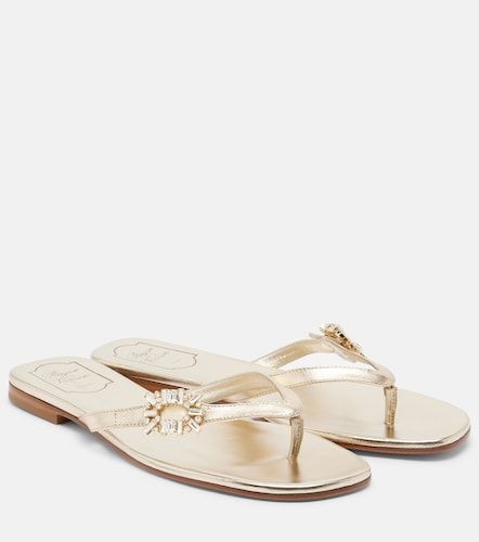 Tongs en cuir métallisé à ornements - Roger Vivier - Modalova