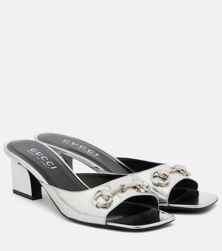 Mules Signora Horsebit en cuir métallisé - Gucci - Modalova