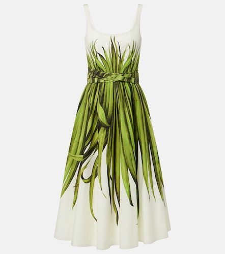 Robe midi en coton mélangé à imprimé - Oscar de la Renta - Modalova