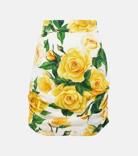 Mini-jupe en soie mélangée à fleurs - Dolce&Gabbana - Modalova