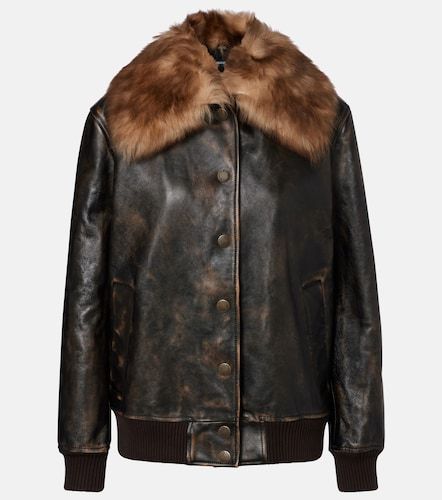Veste bomber en cuir et shearling - Dolce&Gabbana - Modalova