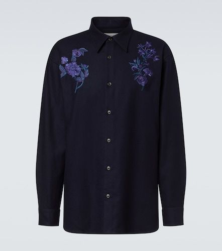 Chemise brodée en laine à fleurs - Dries Van Noten - Modalova