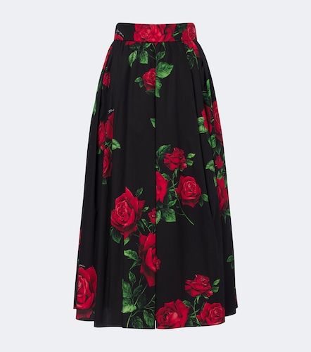 Jupe midi en popeline de coton à fleurs - Dolce&Gabbana - Modalova