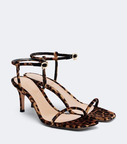 Sandales en velours à imprimé léopard - Gianvito Rossi - Modalova