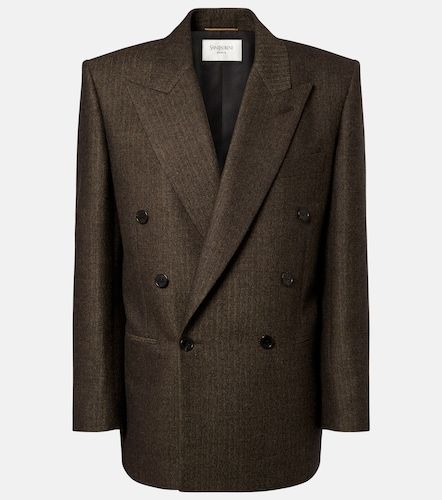 Blazer croisé en laine à chevrons - Saint Laurent - Modalova
