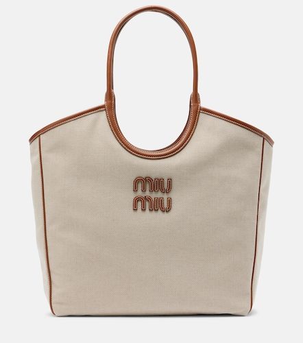 Miu Miu Cabas Ivy en toile et cuir - Miu Miu - Modalova