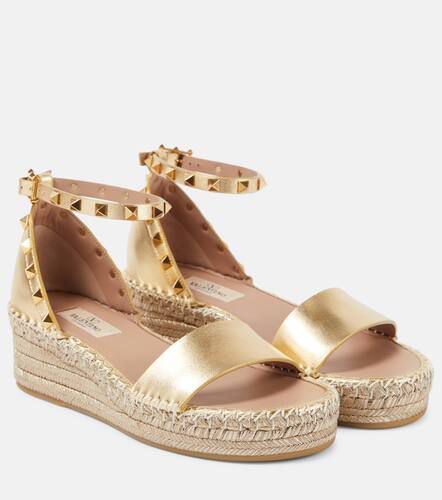 Espadrilles compensées Rockstud en cuir - Valentino Garavani - Modalova